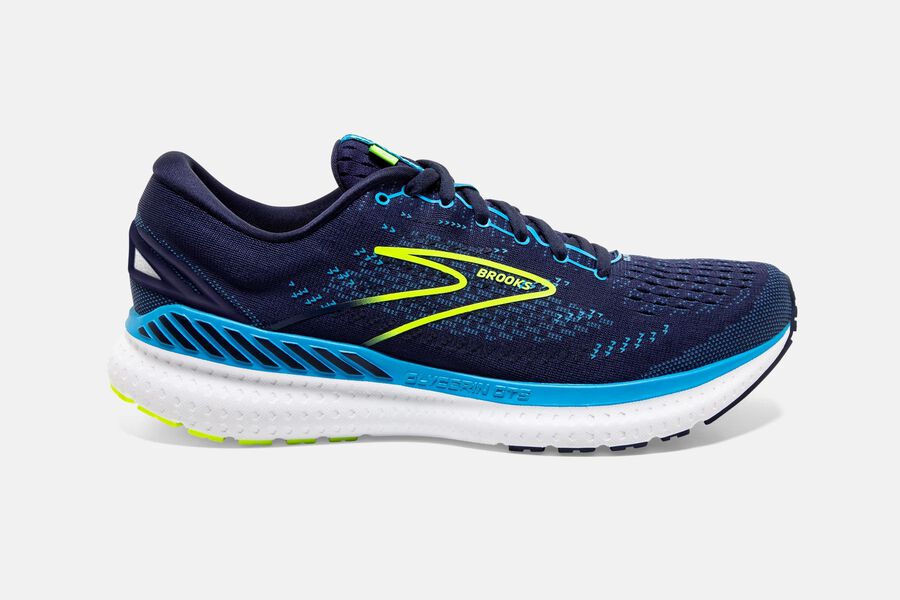 Mens Brooks Glycerin GTS 19 Road Shoes Navy/Blue/Nightlife | 368901-KEY